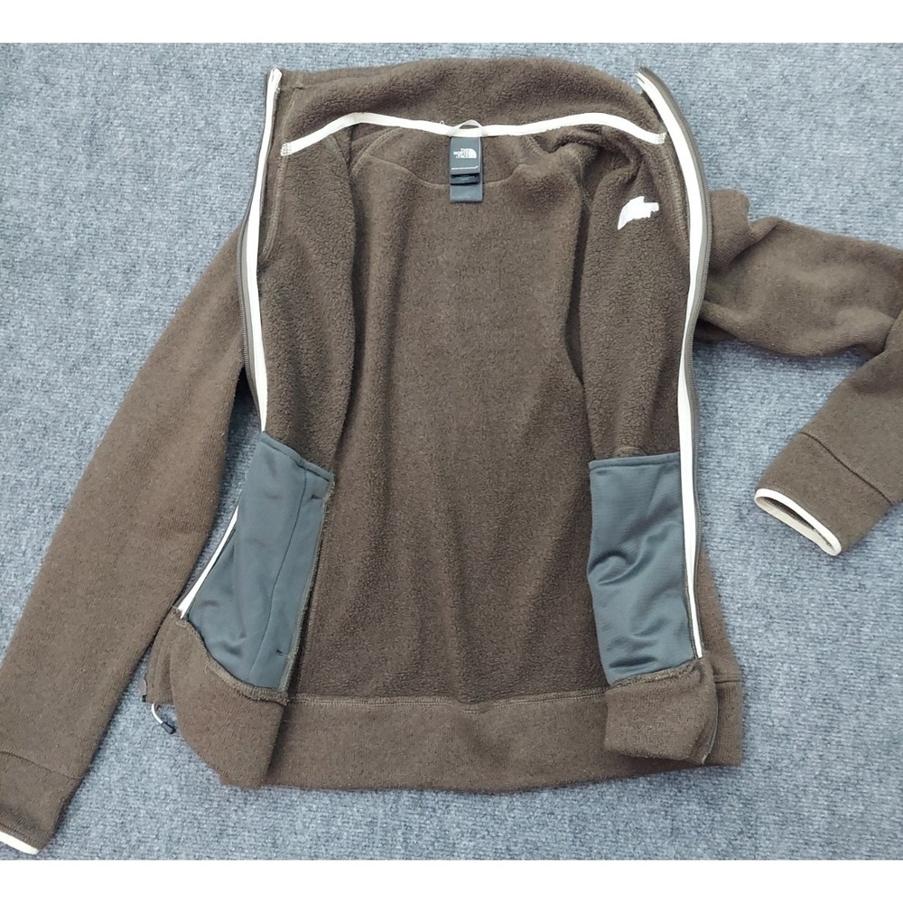 THE NORTH FACE Jacket Womens Small Brown Full Zip Mock Neck Pockets Fleece Logo - Picture 7 of 13